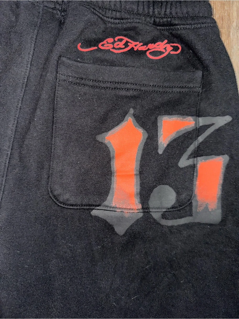 Ed Hardy Swallows Fleece Sweat Short Mens Small Black Tiger Snake Bird Print